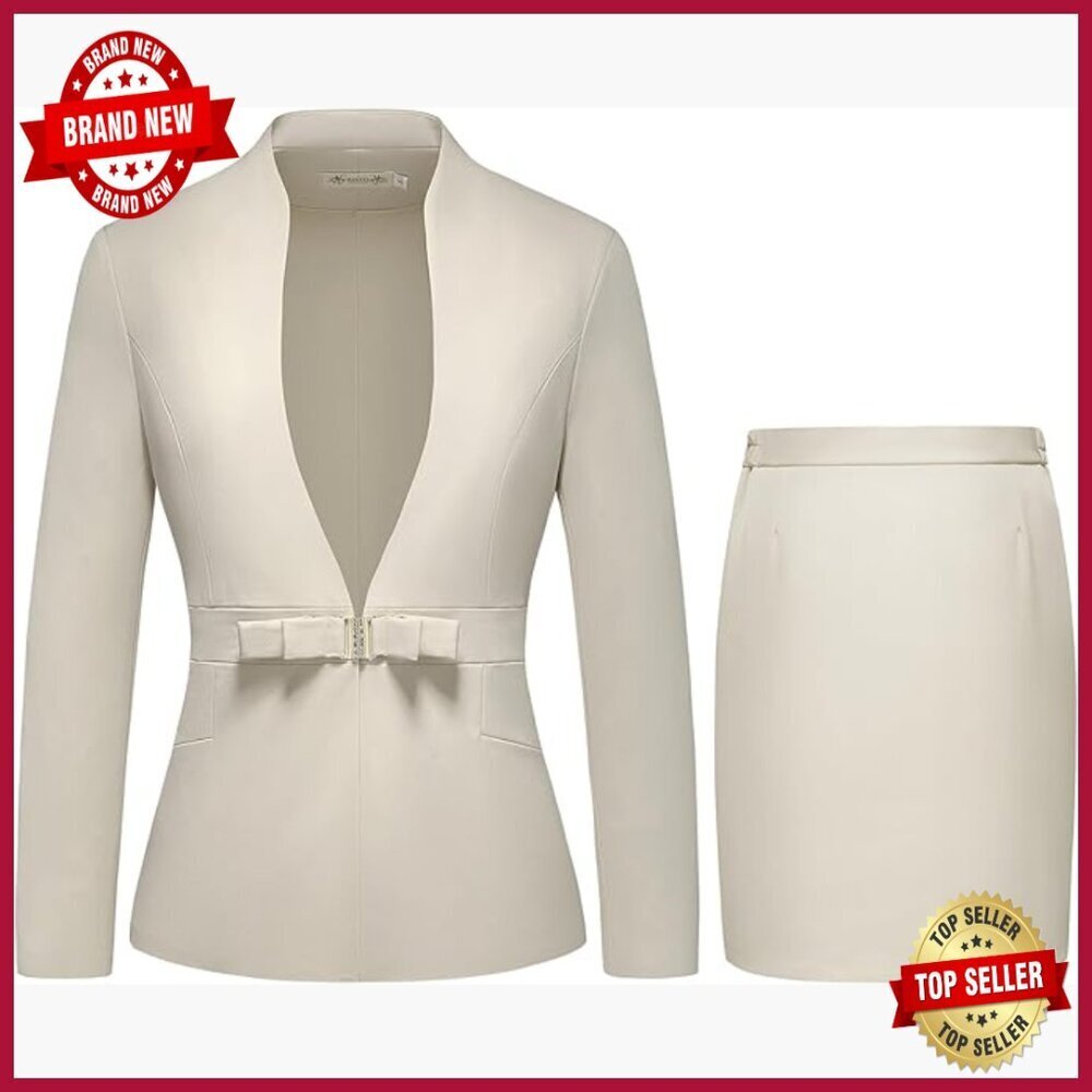 Professional 2-Piece Work Suit Set with Pencil Skirt and Blazer